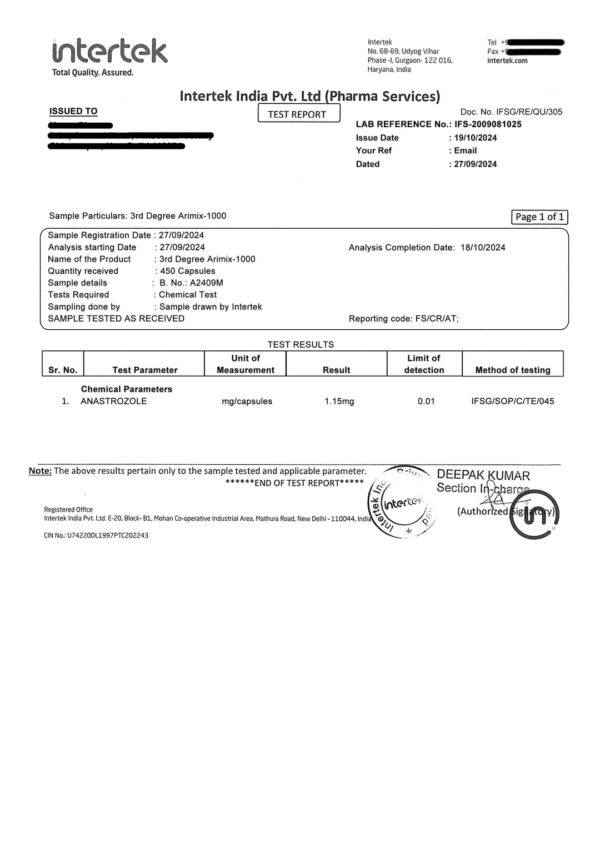 ARIMIX-1000 : ANASTROZOLE or Arimidex Powerful anti Estrogen for PCT. - Image 3